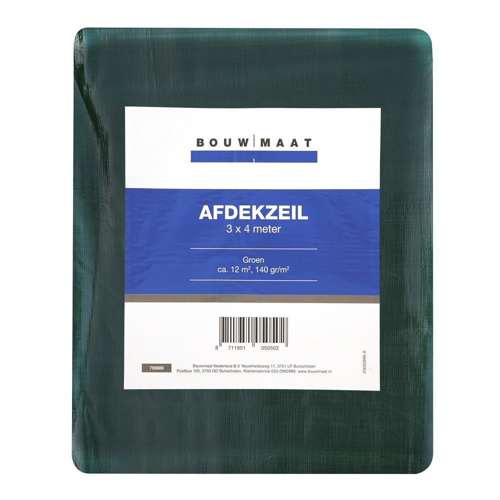 Bouwmaat Afdekzeil ca. 3×4 meter olijfgroen 140 gr/m²