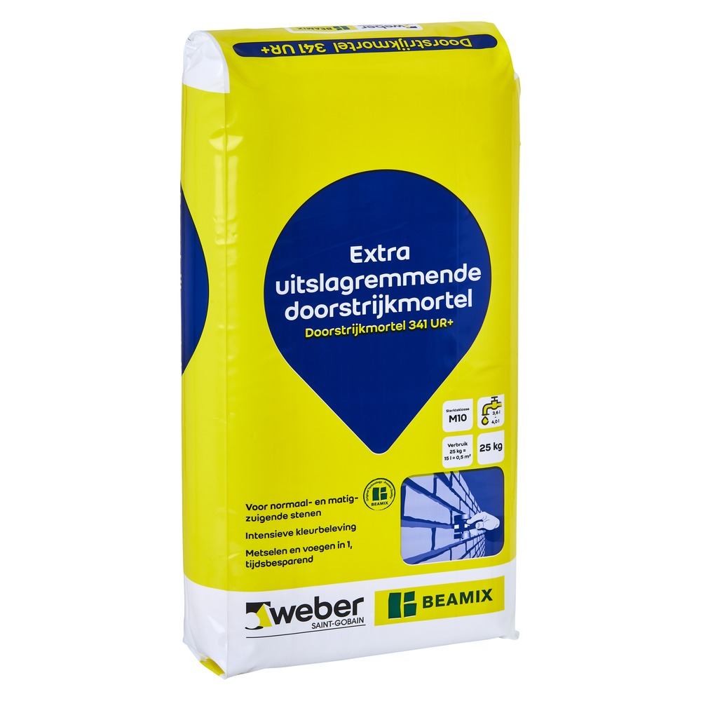 Weber Beamix Doorstrijkmortel 341 UR+ Grijs Extra Uitslagremmend 25kg