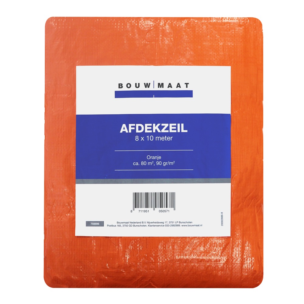 Bouwmaat Afdekzeil ca. 8×10 meter oranje 90 gr/m²