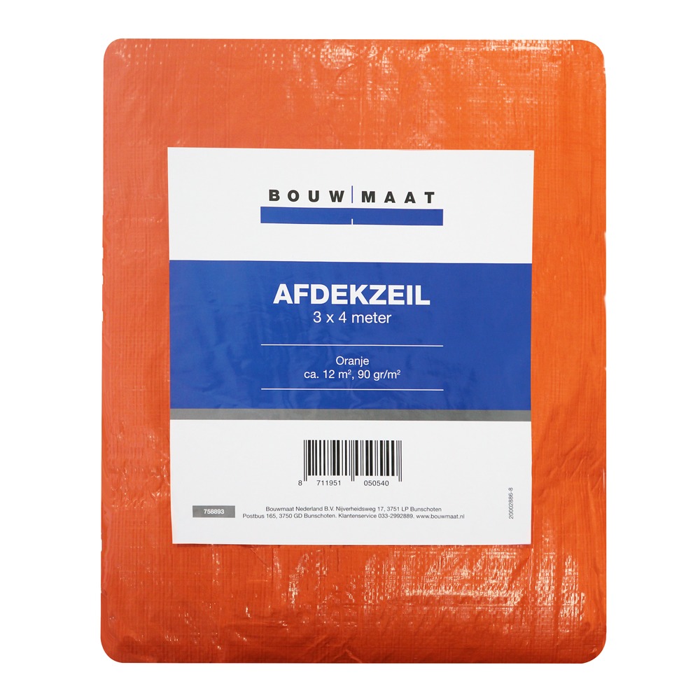Bouwmaat Afdekzeil ca. 3×4 meter oranje 90 gr/m²