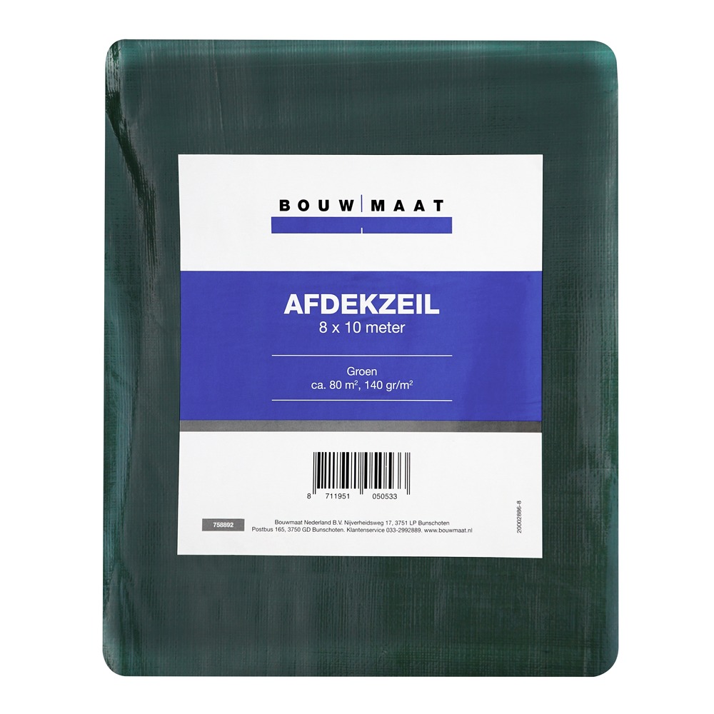 Bouwmaat Afdekzeil ca. 8×10 meter olijfgroen 140 gr/m²