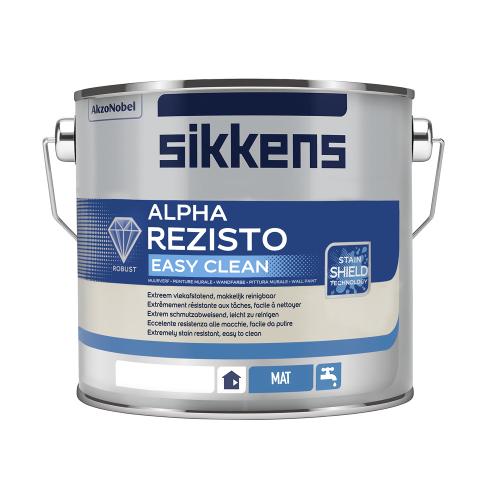 Sikkens Muurverf Alpha Rezisto Easy Clean Mat Wit 2,5L