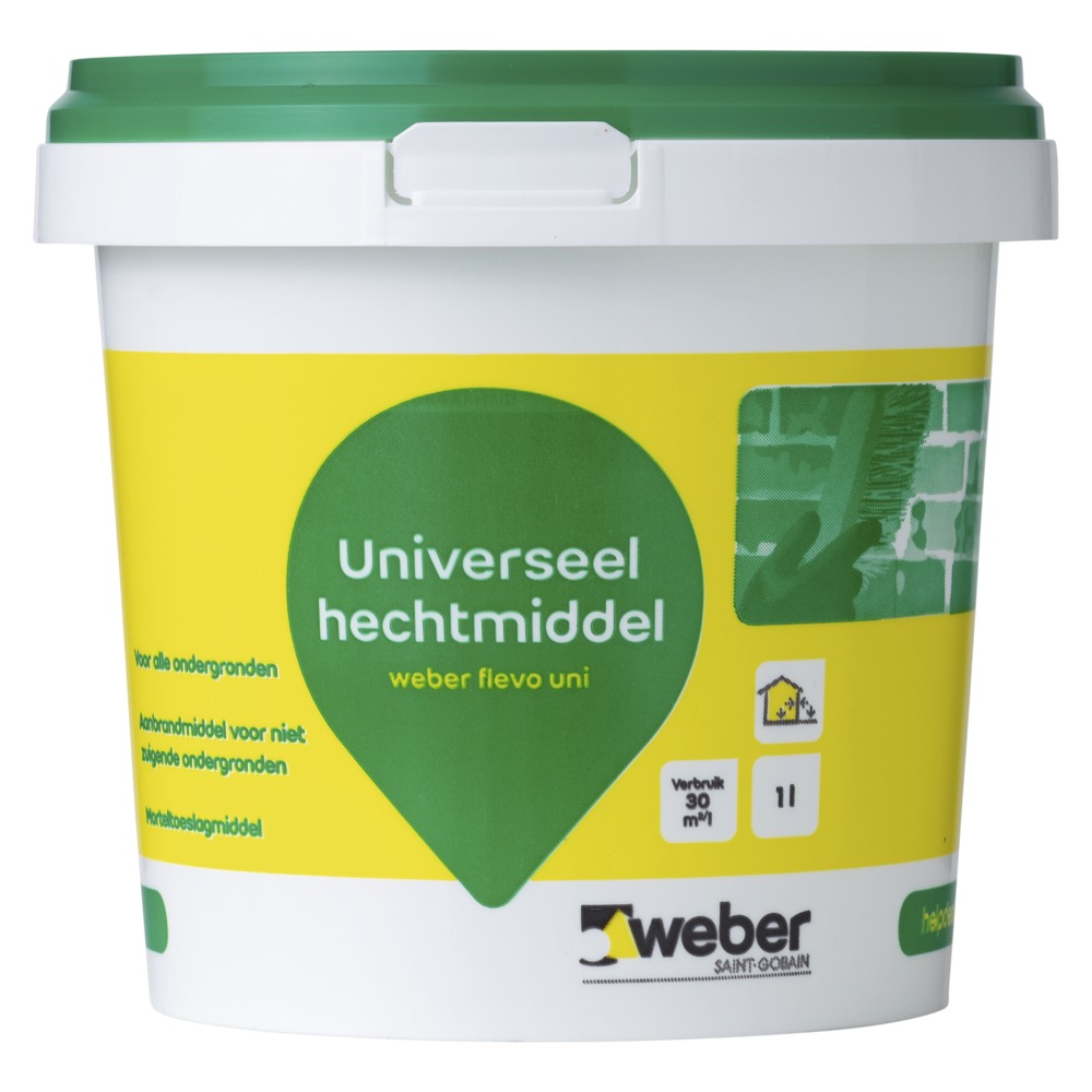 Weber Hechtmiddel Flevo Uni Wit Niet-Poreuze Ondergrond Binnen en Buiten 1L