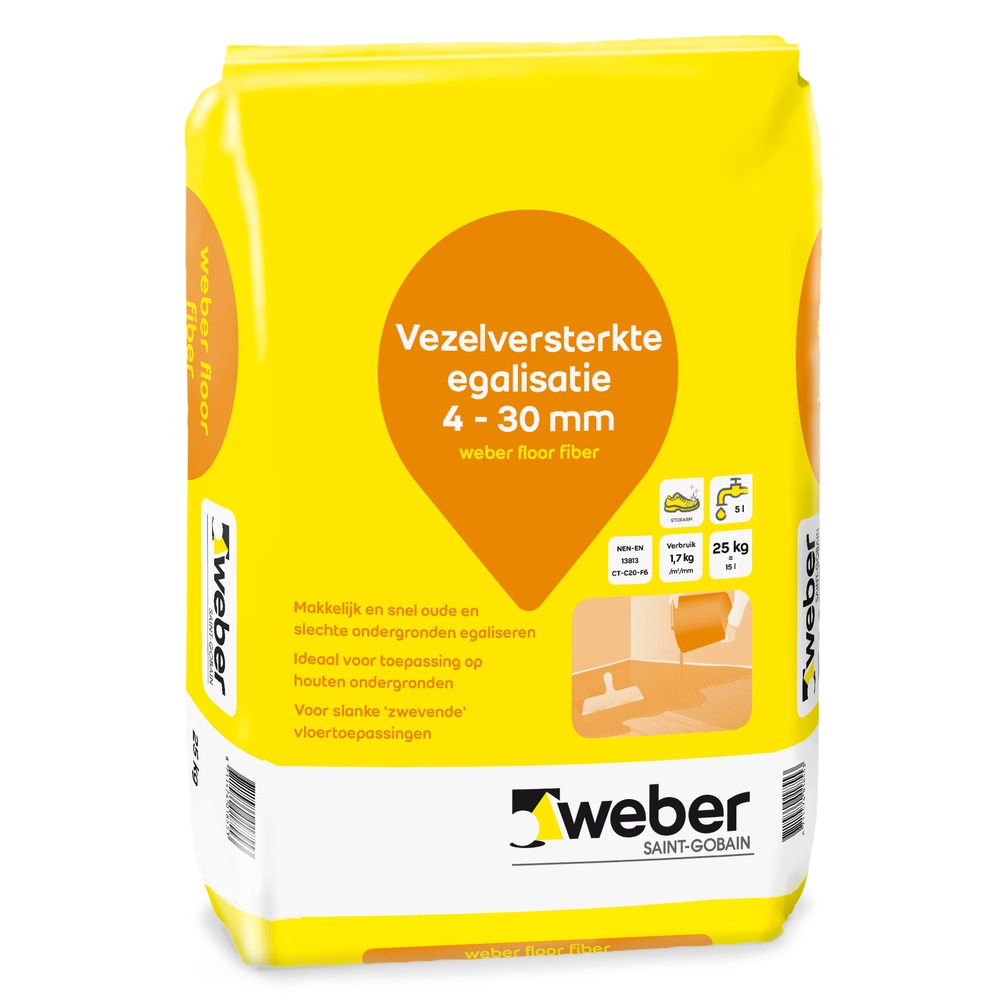 Weber Egalisatie Floor Fiber Vezelversterkt 4-30mm 25kg