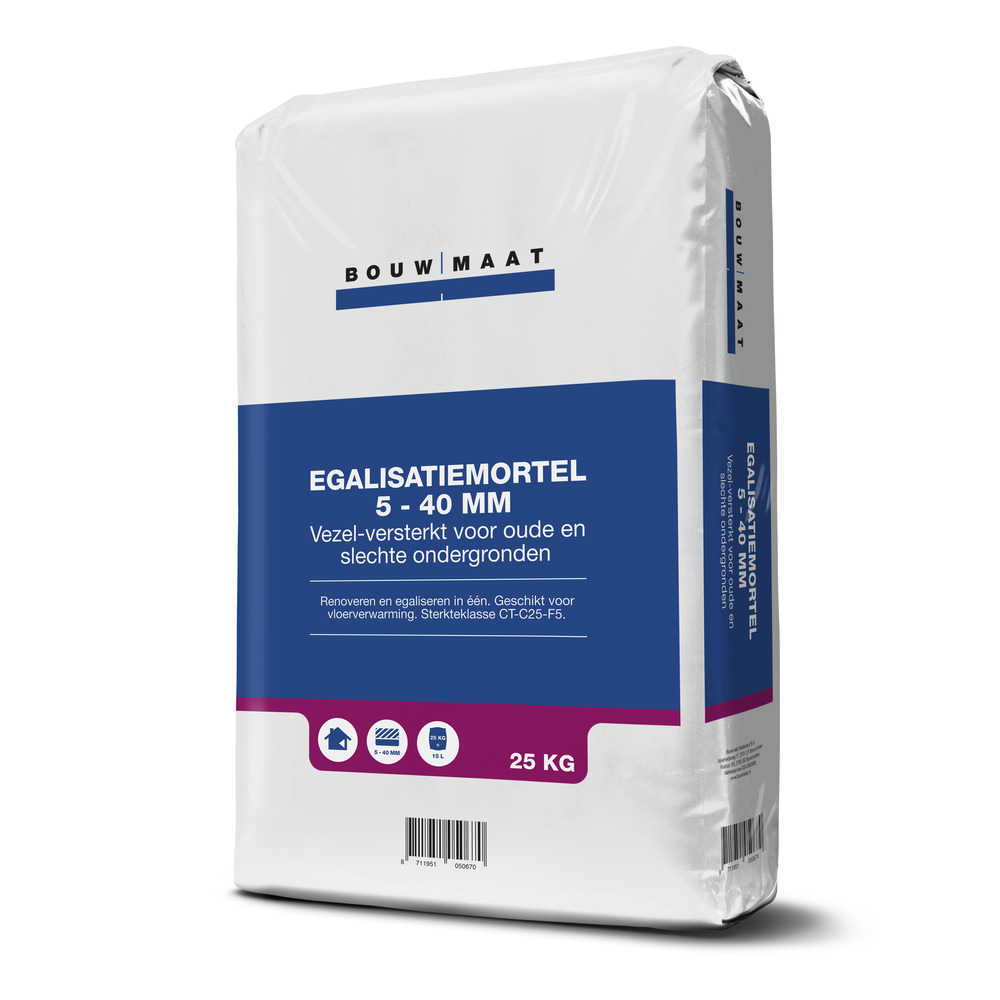 Bouwmaat Egalisatiemortel Vezelversterkt 5-40mm 25kg