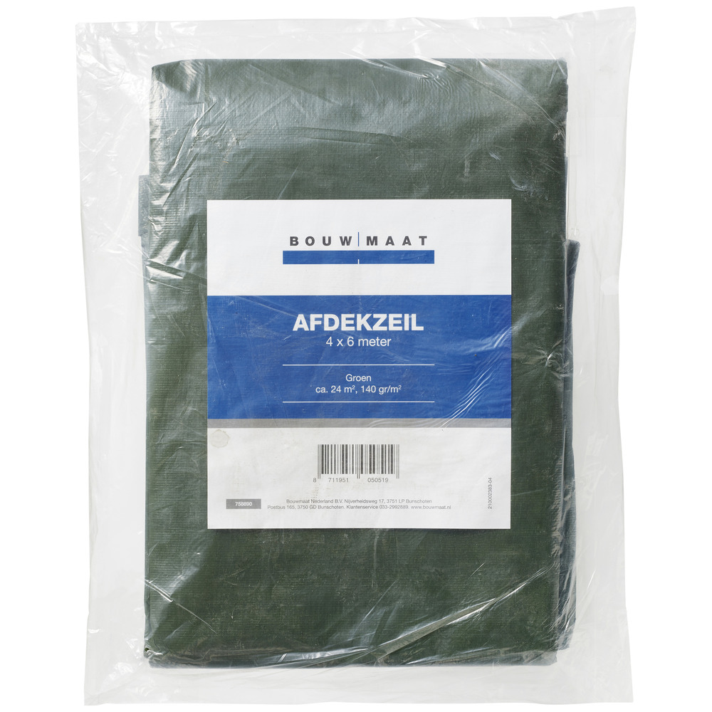 Bouwmaat Afdekzeil ca. 4×6 meter olijfgroen 140 gr/m²