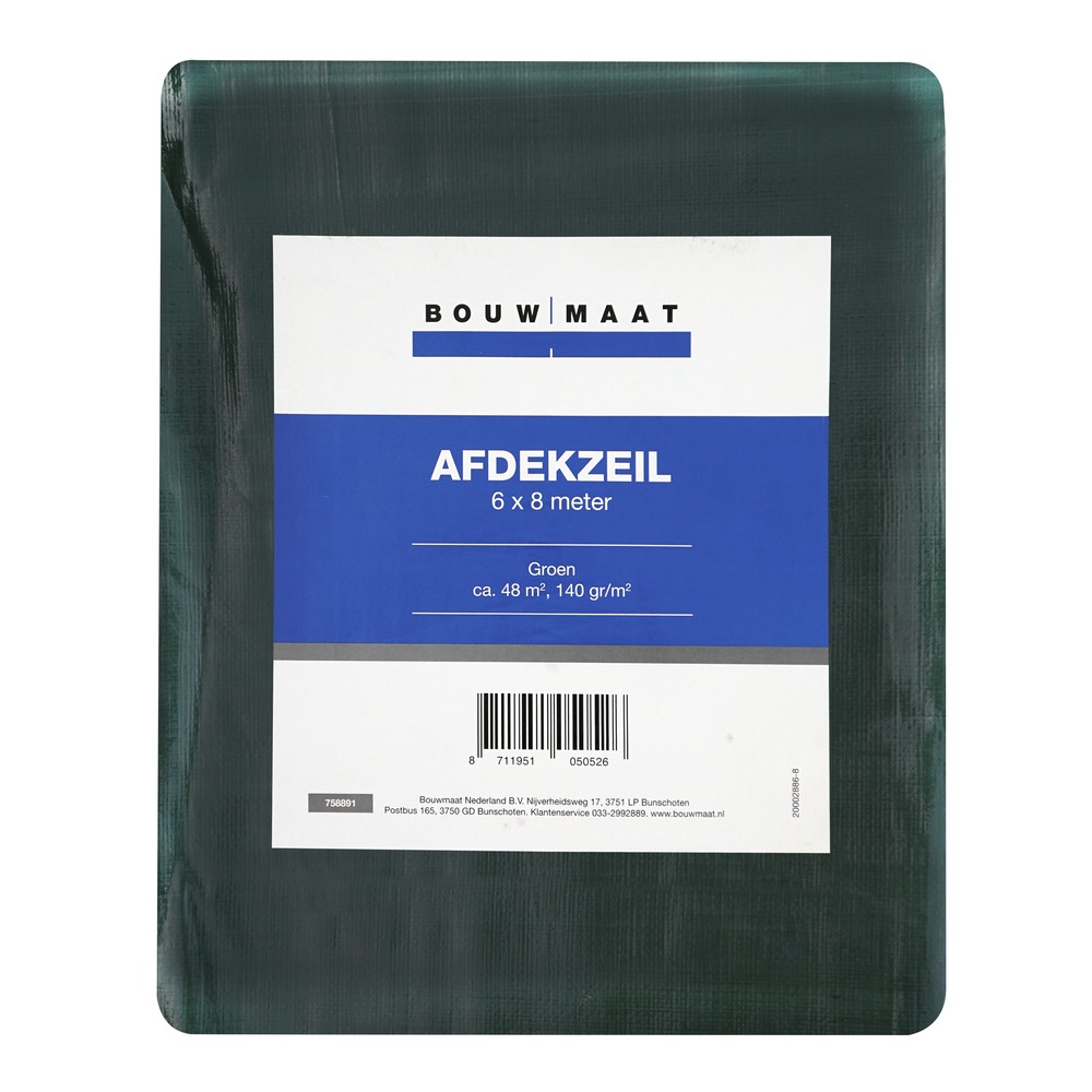 Bouwmaat Afdekzeil ca. 6×8 meter olijfgroen 140 gr/m²