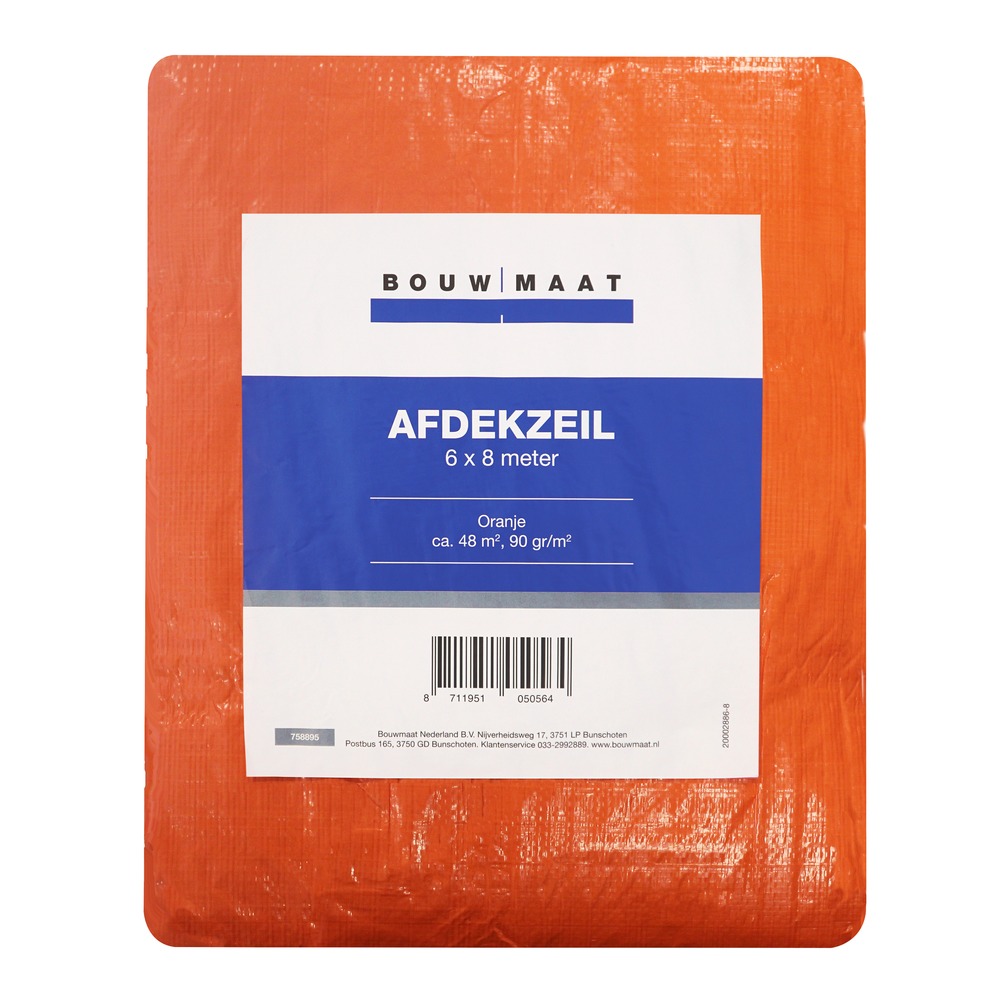 Bouwmaat Afdekzeil ca. 6×8 meter oranje 90 gr/m²