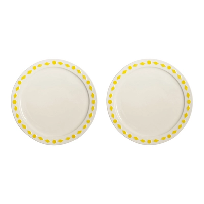 &k amsterdam Folk Bord Ø 27,5 cm - Geel - Set van 2