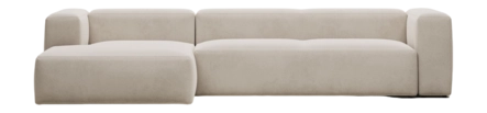 Kave Home - 4-zitsbank Blok beige met chaise longue links 330 cm