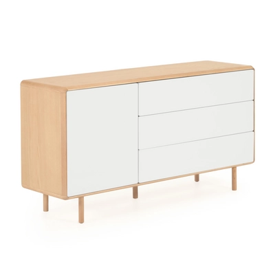 Kave Home - Anielle massief essen & essenfineer dressoir met 1 deur en