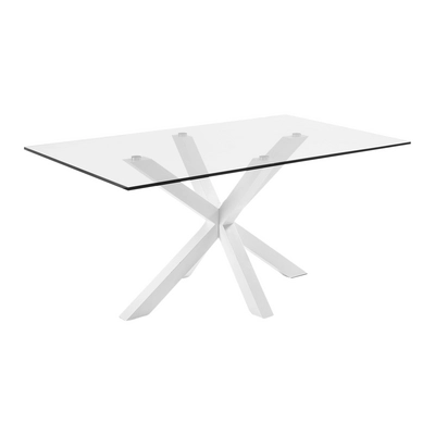 Kave Home Argo Eettafel - 180 x 100 cm - Glas / Wit