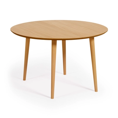 Kave Home Oqui Eettafel Uitschuifbaar Rond - 120|200 x 120 cm - Eiken