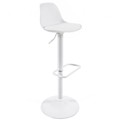 Kave Home - Orlando-T barkruk wit kunstleer en mat wit staal 60-82 cm