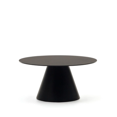 Kave Home - Wilshire salontafel van gehard glas en metaal, mat zwart,