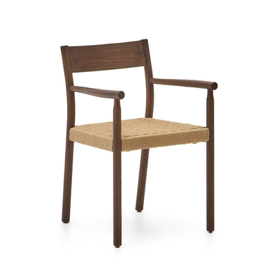 Kave Home - Yalia-stoel in massief eikenhout FSC 100% met natuurlijke