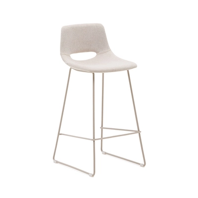 Kave Home - Zahara beige kruk met staal in een beige afwerking, hoogte