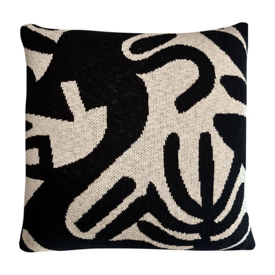 Malagoon Floral Victory Gebreid Sierkussen 50 x 50 cm - Black