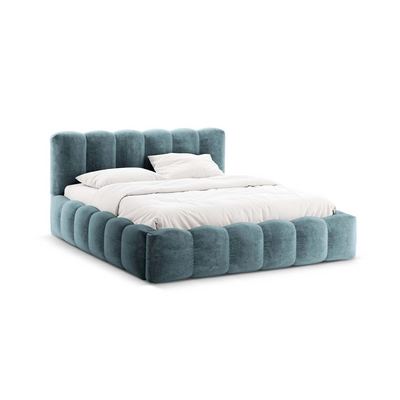 Micadoni Lupine Bedframe met Opbergruimte 180 x 200 cm - Chenille - Denimblauw