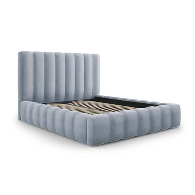 Milo Casa Bedframe Gina met Opbergruimte - 180 x 200 cm - Fluweel - Lichtblauw