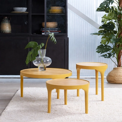 New Routz Iowa Salontafel H 32 x Ø 45 cm - Mosterd / Eiken