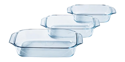 Pyrex Must Have Kits Ovenschaal Transparant Rechthoek 1,4 L / 3 L / 4 L (3-Delig)