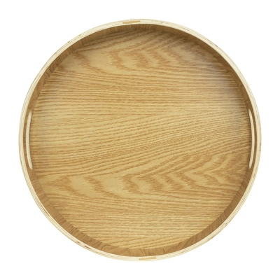 QUVIO Dienblad decoratie rond met handvaten - 30 cm - Hout - Bruin