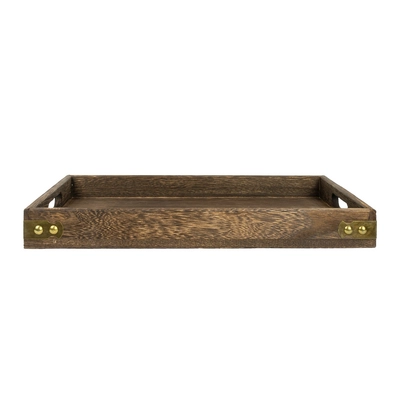 QUVIO Dienblad decoratief rechthoekig - 36 x 24 cm - Hout - Bruin