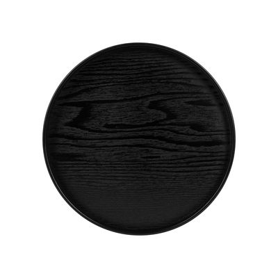 QUVIO Houten dienblad rond - Maat L - Diameter 30 cm - Zwart
