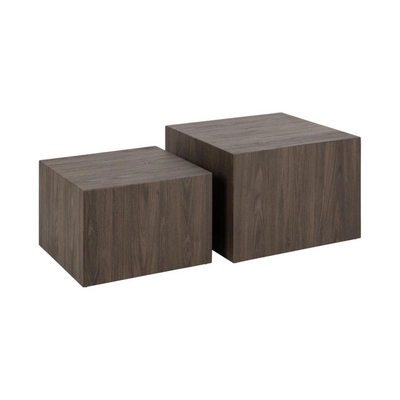 Rebellenclub Gubbio Salontafel - 58 x 58 cm - Bruin - Set Van 2