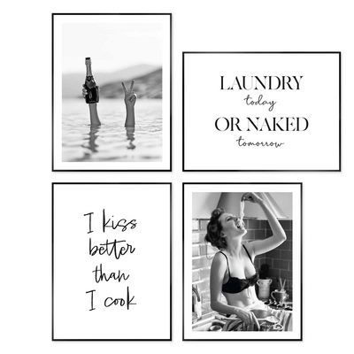 Reinders - Humor bundle - Wanddecoratieset 30x40 cm - Zwart-Wit