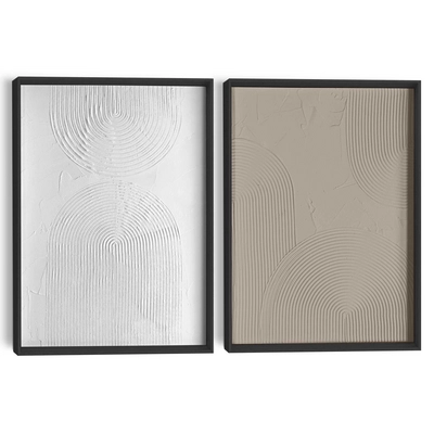Reinders - Reliëf bogen - Abstracte wanddecoratie set met structuur 30x40 cm - Zwart-Wit