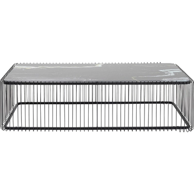 Salontafel Wire zwart Marmer Glas 145x70cm Kare Design