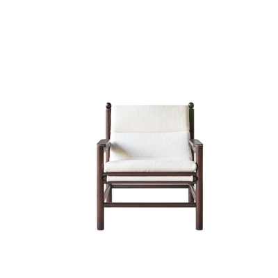 Tikamoon - Fauteuil in massief mindihout en ecru stof Alix, 1-zit