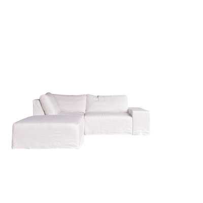 Tikamoon - Modulaire hoekbank in wit linnen met chaise longue Nils, 2...